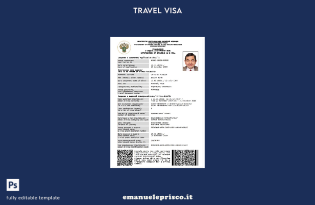 modello di visto per Russia e stile verificato